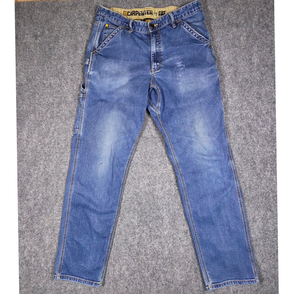 CAT Carpenter Jeans Mens 34x34‎ Caterpillar Blue Workwear Denim Utility Pants